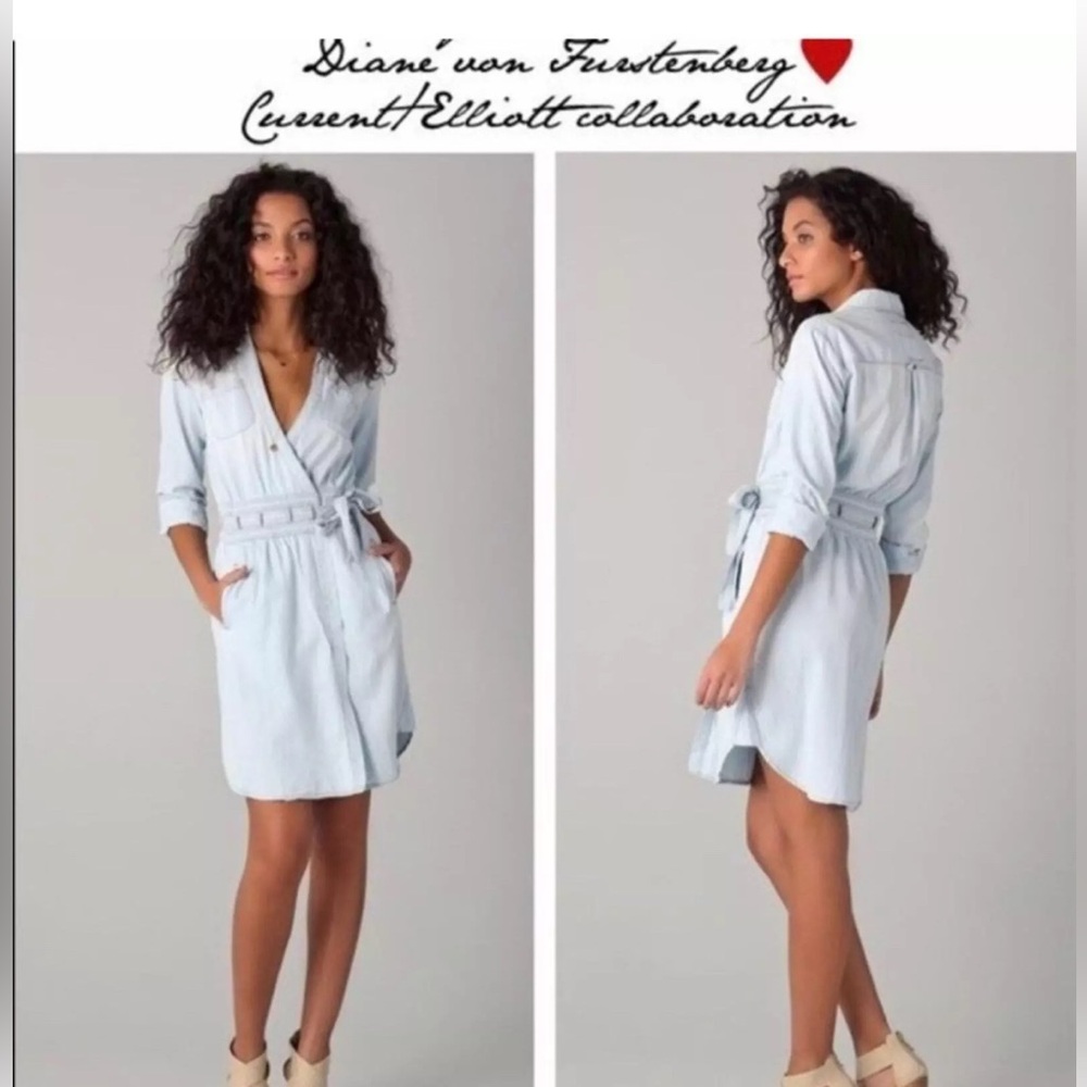 DVF & Current Elliott Denim Wrap Dress Sz 6 EUC!